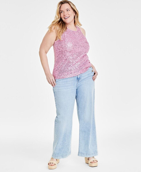 On 34th Trendy Plus Size Sequined Tank Top, Created for Macy's