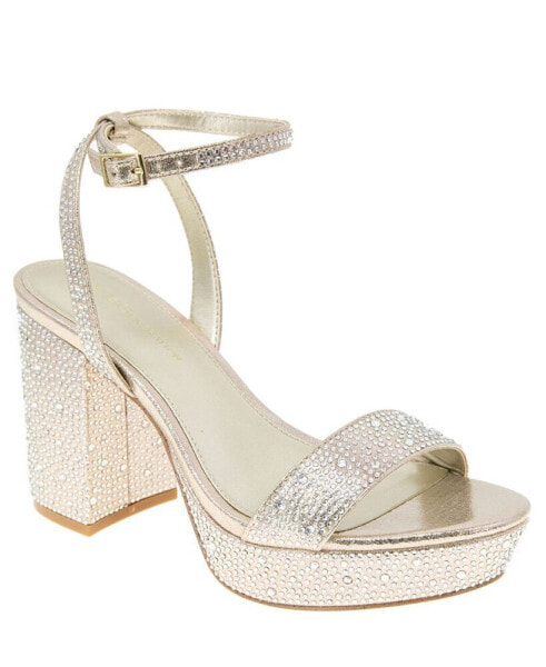 Women's Pristal Rhinestone Platform Buckle Dress Sandals