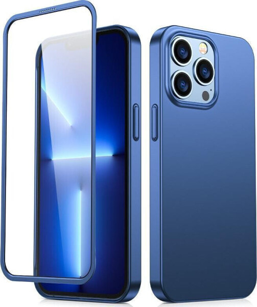 Joyroom Joyroom 360 Full Case etui pokrowiec do iPhone 13 Pro obudowa na tył i przód + szkło hartowane niebieski (JR-BP935 blue)