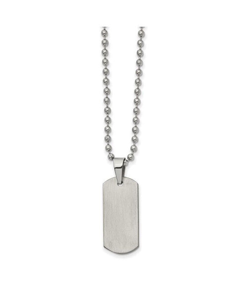 Stainless Steel Brushed Dog Tag on a Ball Chain Necklace