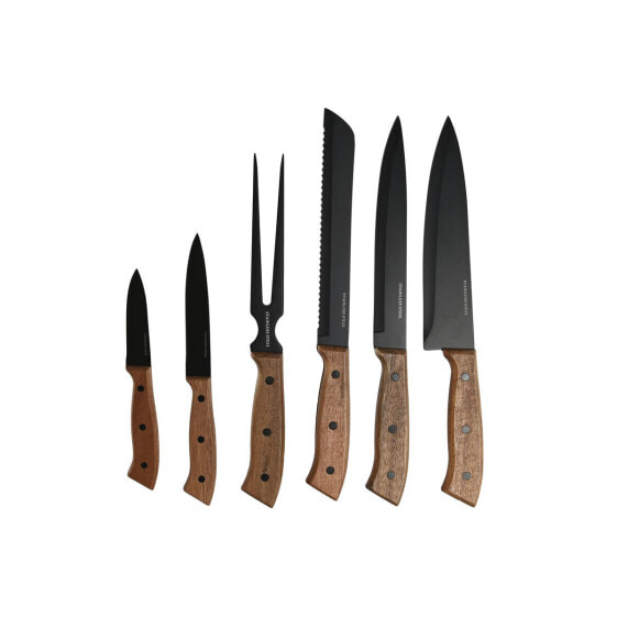 Столовый набор ножей Home ESPRIT Чёрный Нержавеющая сталь акация 4 x 1 x 33 см 6 Предметов