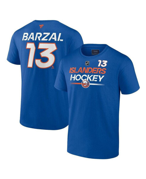 Men's Mathew Barzal Royal New York Islanders Authentic Pro Prime Name and Number T-shirt