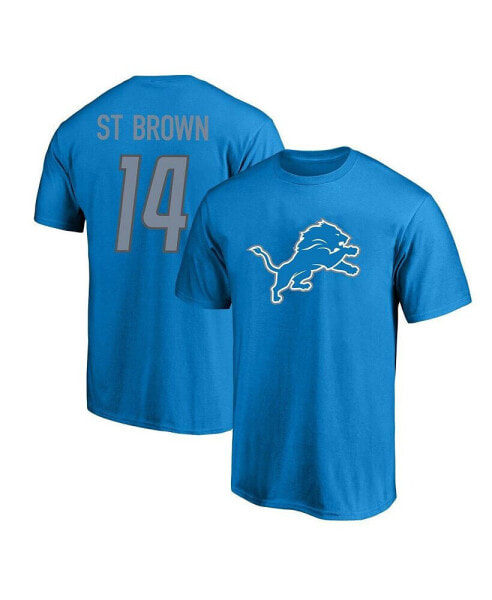 Men's Amon-Ra St. Brown Blue Detroit Lions Big and Tall Player Name and Number T-shirt