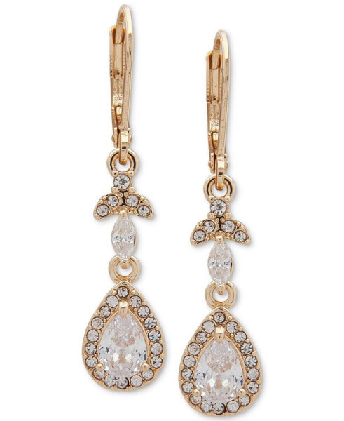 Gold-Tone Crystal Teardrop Chandelier Earrings