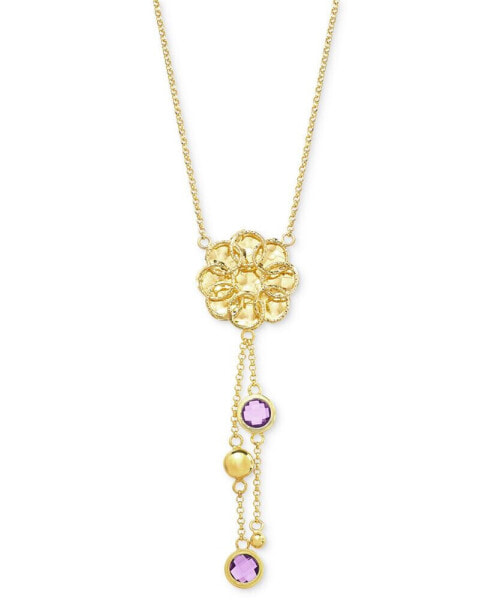 Swiss Blue Topaz Flower 18" Lariat Necklace (2 ct. t.w.) in 14k Gold-Plated Sterling Silver (Also in Citrine & Amethyst)