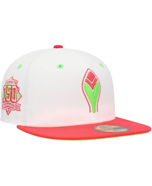 Men's White, Coral Atlanta Braves 150th Anniversary Strawberry Lolli 59FIFTY Fitted Hat