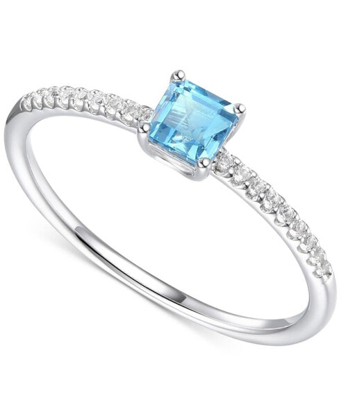 Blue Topaz (3/8 ct. t.w.) & Diamond (1/20 ct. t.w.) Ring in Sterling Silver (Also in Citrine & Amethyst)