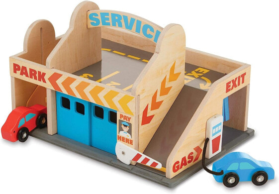 Melissa & Doug Petrol Station with Parking Garage | Wooden Vehicles and Trains | Trucks and Vehicles | 3+ | Gift for Boys or Girls