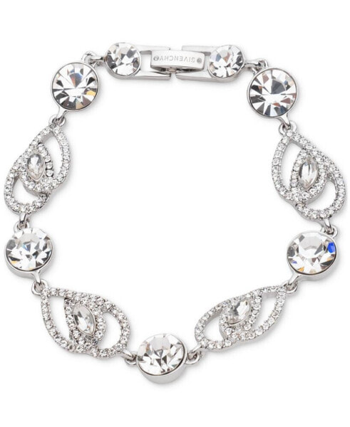 Silver-Tone Crystal Pavé Pear Stone Flex Bracelet