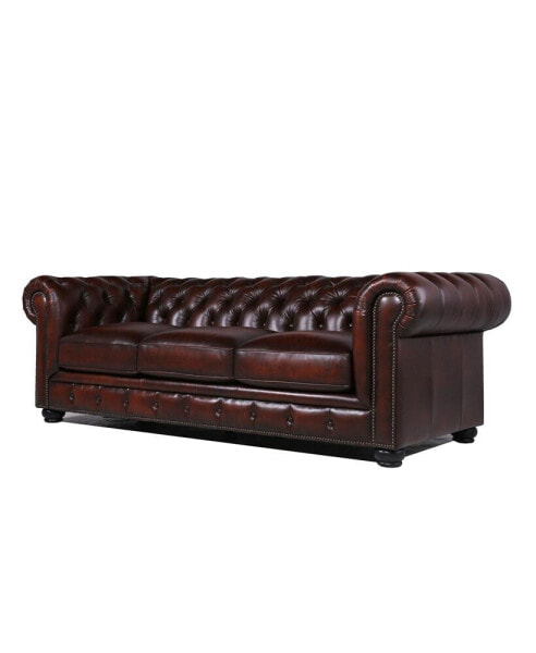 Alexandon Leather Chesterfield Tufted Sofa with Roll Arm