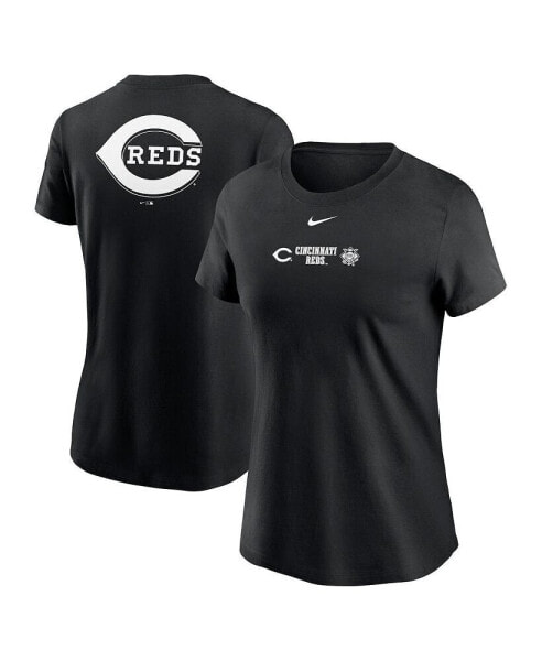 Women's Black Cincinnati Reds Over Shoulder T-shirt