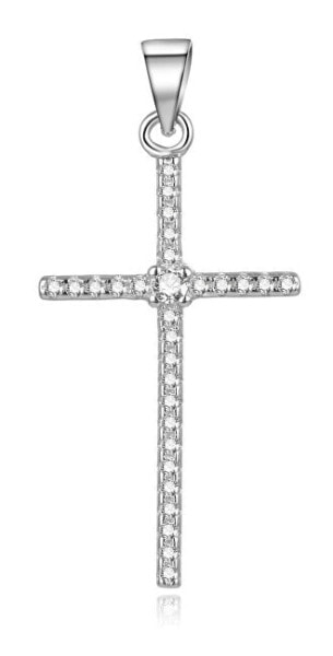 Silver pendant with zircons Cross AGH139L