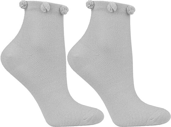 Kurze Damensocken mit Pompons grau - Moraj 23 (35-37)