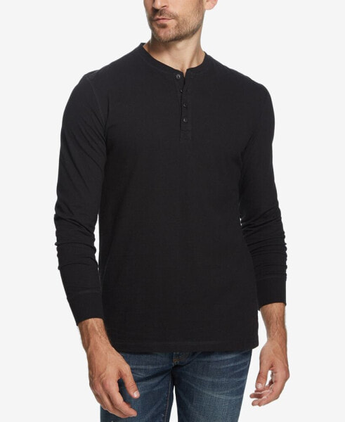 Men's Long Sleeve Brushed Jersey Henley T-shirt