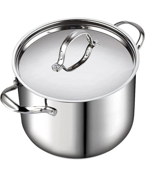18/10 Stainless Steel Stockpot 16-Quart, Classic Deep Cooking Pot Canning Cookware with Stainless Steel Lid, Silver
