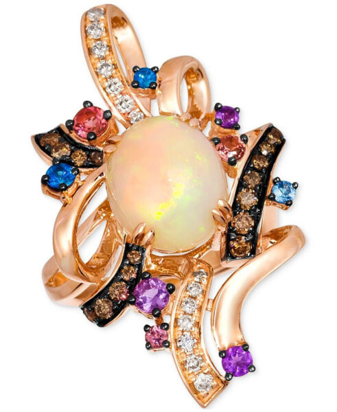 Crazy Collection® Multi-Gemstone (2-3/8 ct. t.w.) & Diamond (1/2 ct. t.w.) Swirl Abstract Statement Ring in 14k Rose Gold