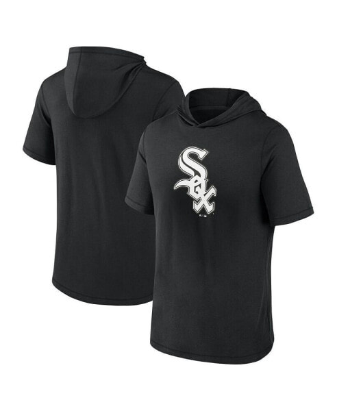 Men's Black Chicago White Sox Short Sleeve Hoodie T-shirt