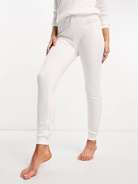 New Look 'Bride' joggers in white