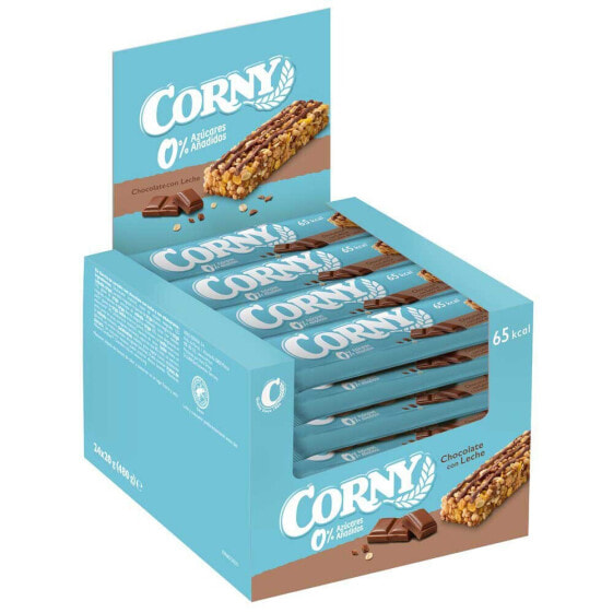 CORNY Box Cereal Bars With Milk Chocolate 0% Added Sugar 20g 24 Units