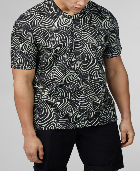 Men's Psychedelic Swirl Print Short Sleeve Shirt