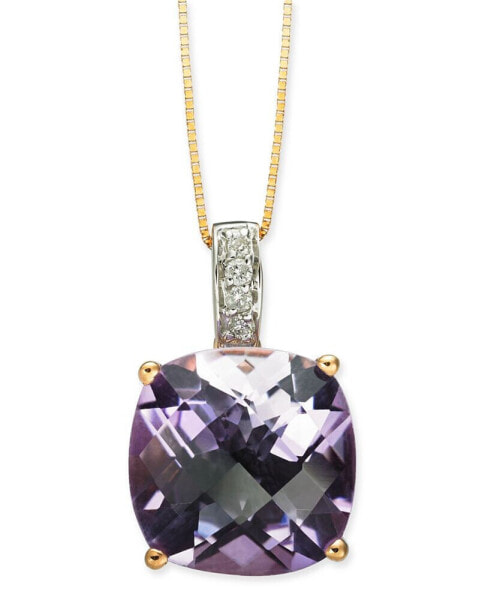 Macy's pink Amethyst (6-1/10 ct. t.w.) & Diamond (1/20 ct. t.w.) 18" Pendant Necklace in 14k Rose Gold