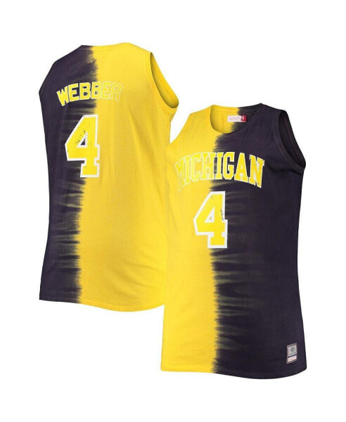 Men's Chris Webber Navy, Maize Michigan Wolverines Big and Tall Player Tie-Dye Jersey
