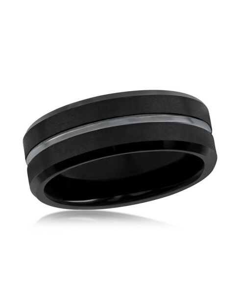 Matte & Polished Black Tungsten Ring