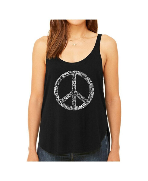 Women's Premium Word Art Flowy Tank Top- The Word Peace In 77 Languages