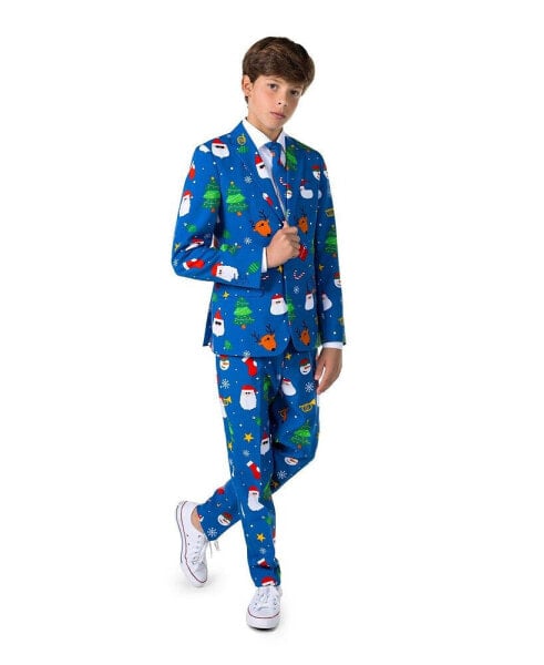 Big Boys Festivity Christmas Party Outfit Including Blazer, Pants and Tie Suit Set