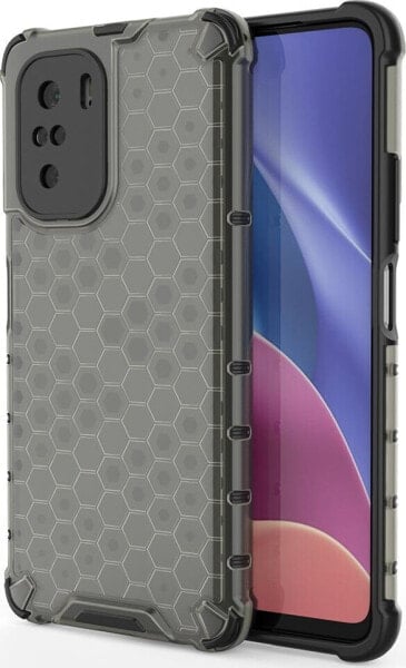 Hurtel Honeycomb etui pancerny pokrowiec z żelową ramką Xiaomi Redmi K40 Pro+ / K40 Pro / K40 / Poco F3 czarny