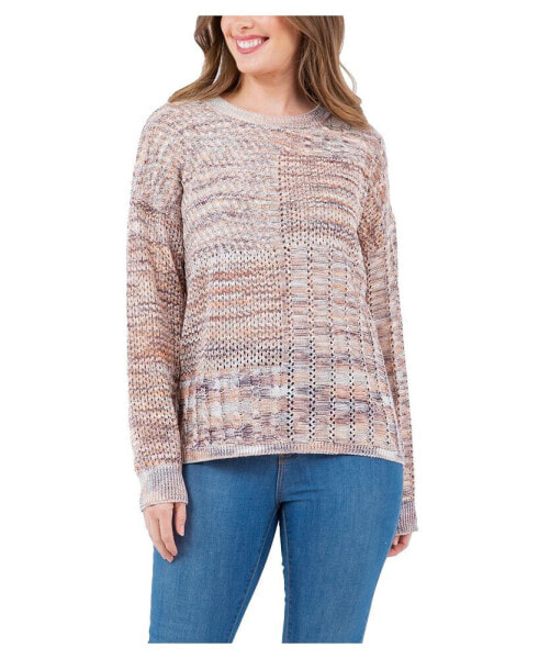 Studio Women's Patchwork Spacedye Long Sleeve Sweater