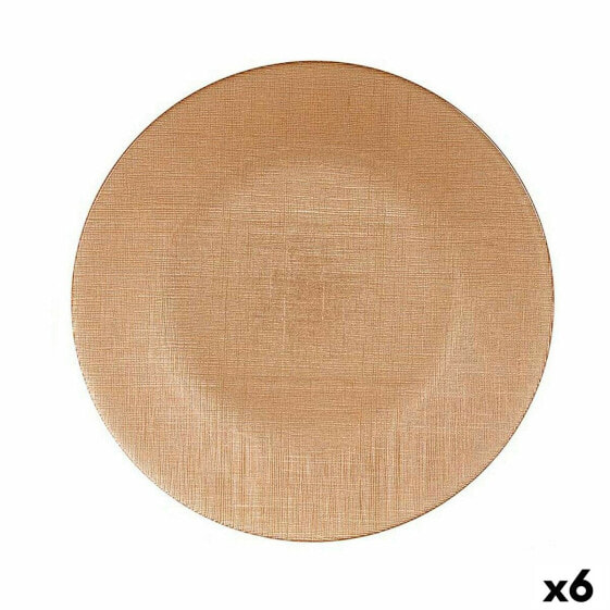 Плоская тарелка Позолоченный Cтекло Ø 32 cm (6 штук)