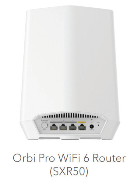 Netgear Orbi Pro WiFi 6 AX5400 Tri-band Mesh System router - White - Internal - Mesh router - Tri-band (2.4 GHz / 5 GHz / 5 GHz) - Wi-Fi 6 (802.11ax) - Wi-Fi 6 (802.11ax)