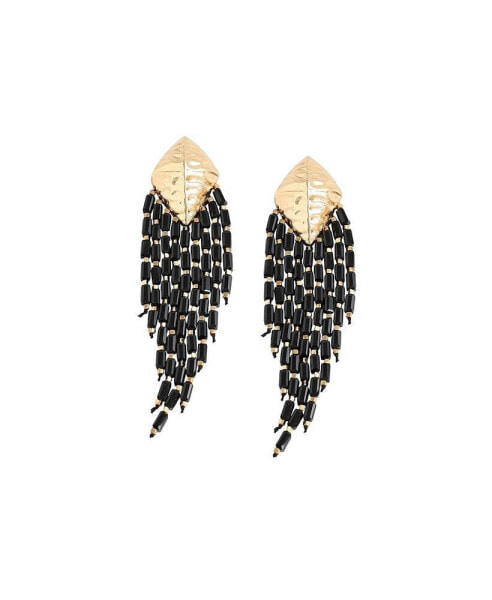 Серьги SOHI Black Beaded Strand