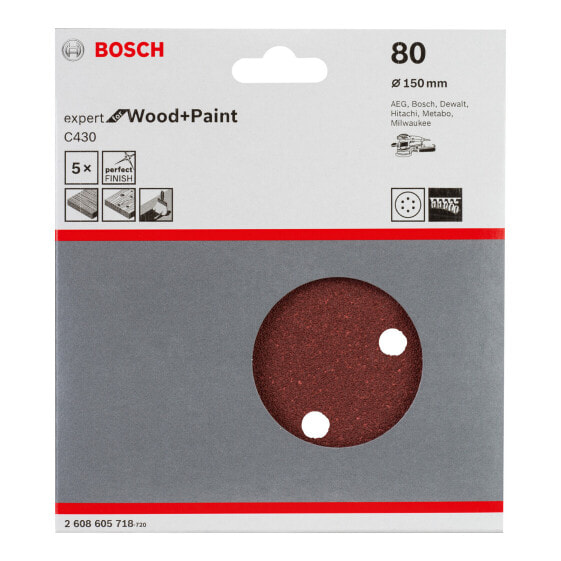 Schleifblatt C430, 150 mm, 80, 6 Löcher, Klett, 5er-Pack