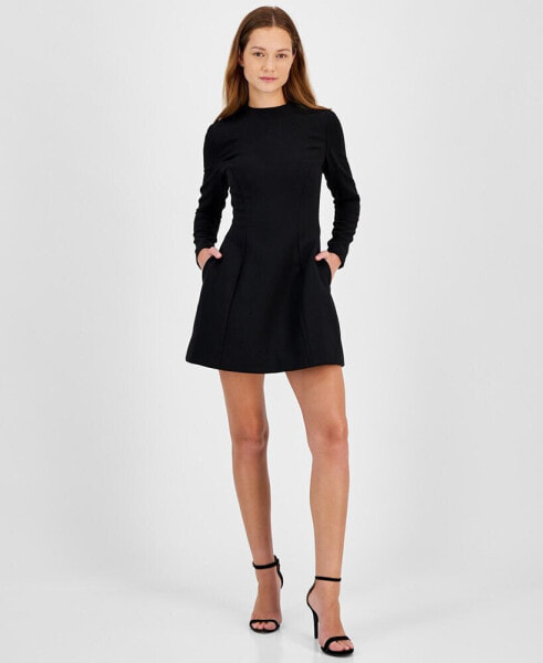 Women's Delphi Long-Sleeve Crewneck A-Line Dress