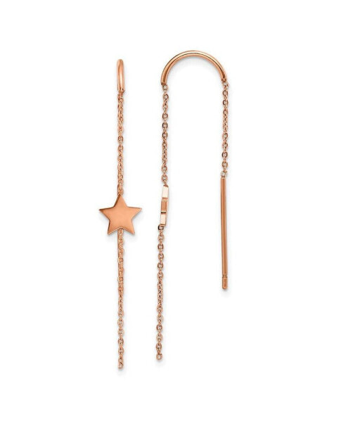 Stainless Steel Polished Rose IP-plated Star Threader Earrings