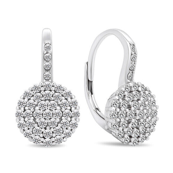 Charming silver earrings with clear zircons EA379W