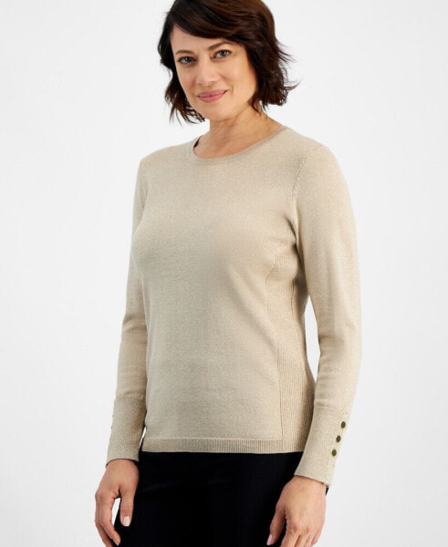 Women's Lurex Shine Crewneck Sweater, Created for Macy's