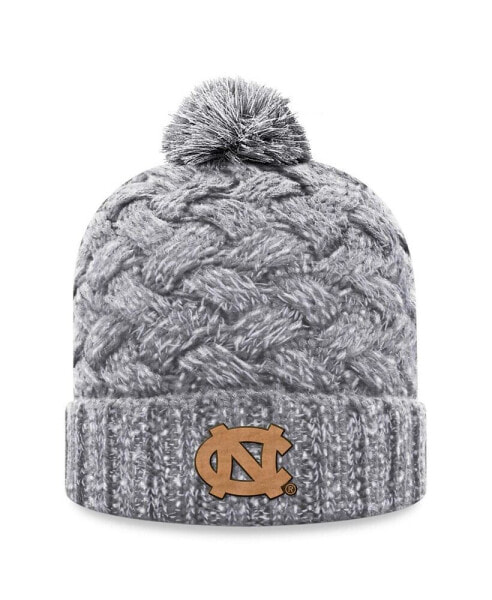 Women's Heather Gray North Carolina Tar Heels Arctic Cuffed Knit Hat with Pom