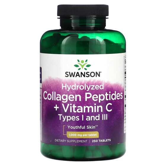 Витамин C+Гидролизованные Коллаген Пептиды Swanson 1,000 мг, 250 таблеток