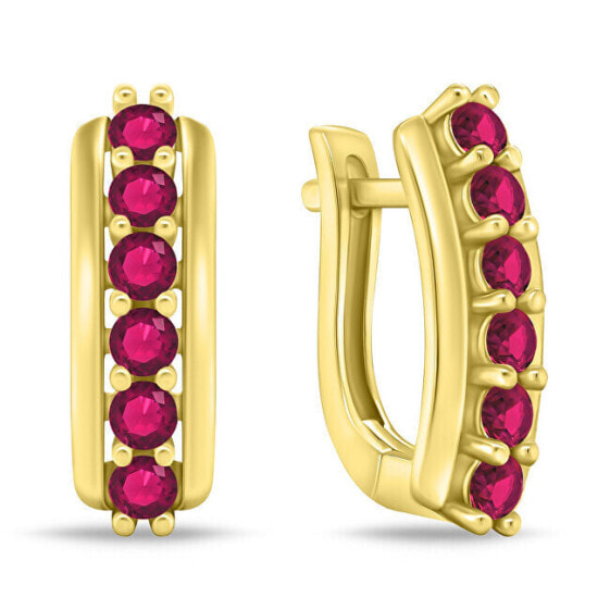 Stunning gold plated earrings with fuchsia zircons EA543YR