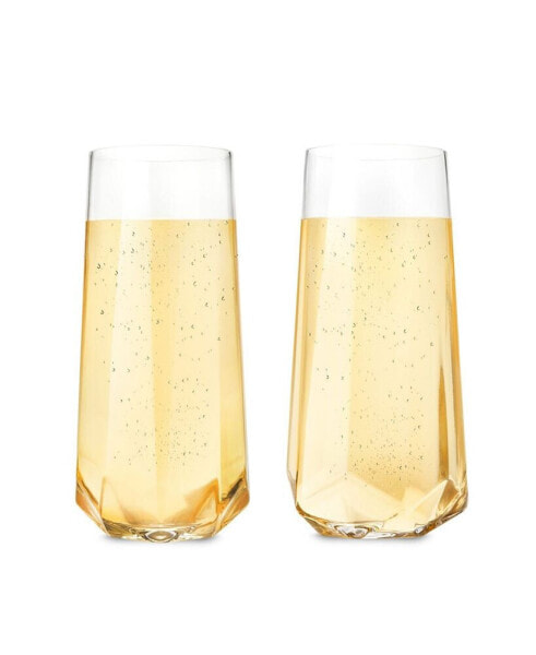 Фужеры для шампанского Viski raye с граненым хрусталем, набор из 2 шт., 10 унций