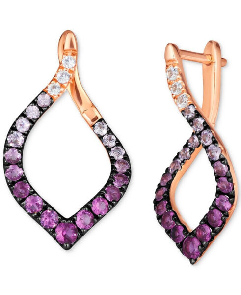 Ombré® Pink Sapphire Ombré (1-1/4 ct. t.w.) & White Sapphire (1/10 ct. t.w.) Spiral Hoop Earrings in 14k Rose Gold