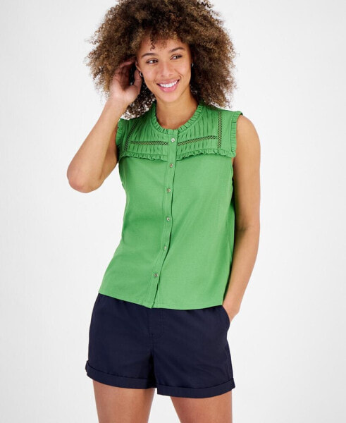 Women's Sleeveless Pintuck-Yoke Top