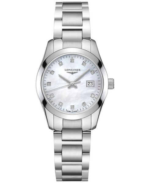 Women’s Swiss Conquest Classic Diamond Accent Stainless Steel Bracelet Watch 29.5mm