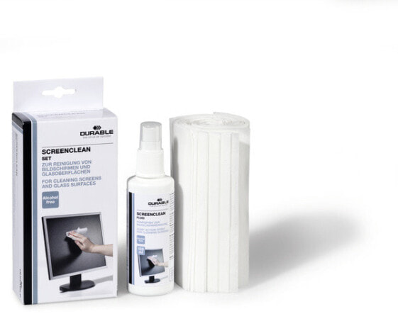 Чистящие салфетки для оборудования DURABLE SCREENCLEAN - набор влажных/сухих тканей и жидкость - ЖК/ТФТ/Плазма - 125 мл
