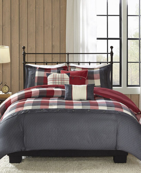 Ridge Herringbone 6-Pc. Duvet Cover Set, Full/Queen