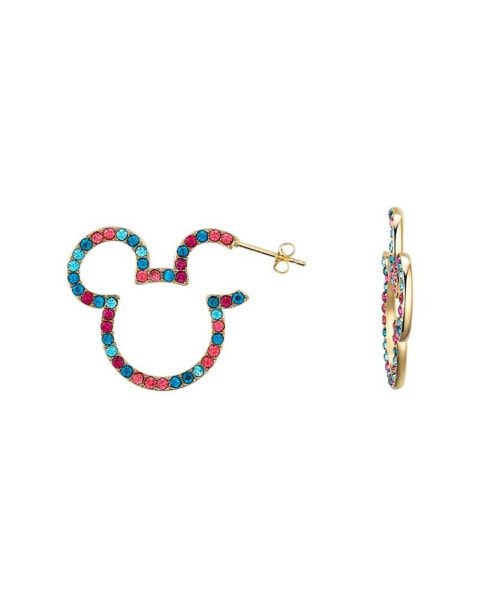 Multi Color Crystal Mickey Mouse Hoop Earrings