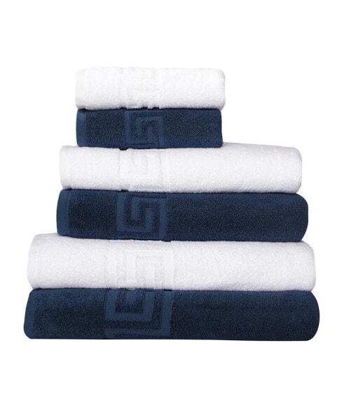 Milos Greek Key 100% Turkish Cotton 6-Pc. Bath Towel Sets